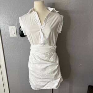 Maeve by Anthropologie Mini Wrap Shirt Dress, White, 4